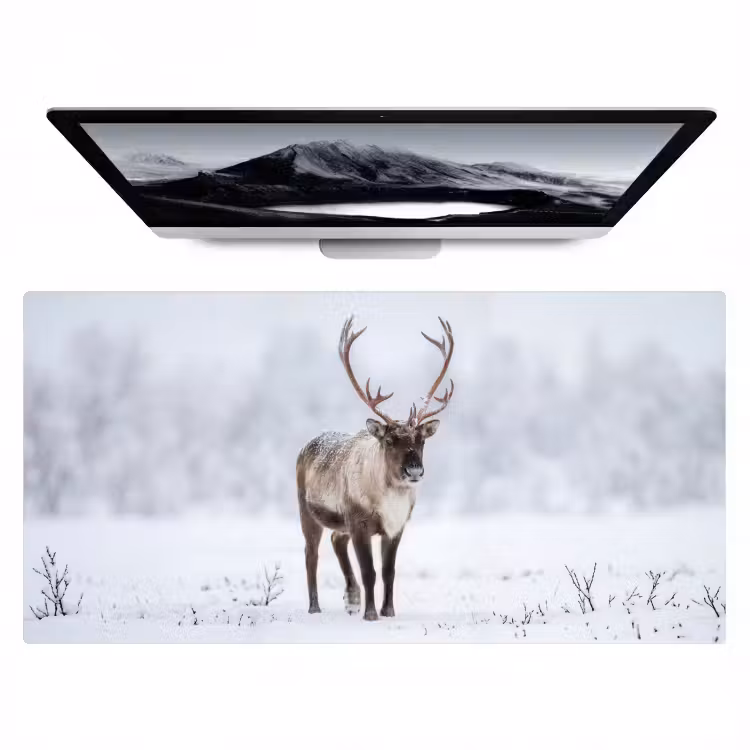 Rendier - Gewei - Toendra - Sneeuw - Wild Muismat XXL klein -zzz3d