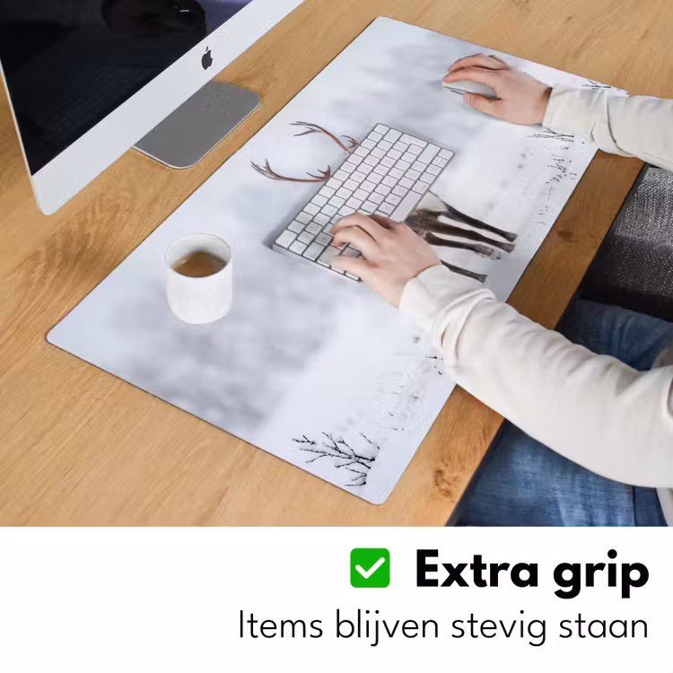 Rendier - Gewei - Toendra - Sneeuw - Wild Muismat XXL klein -sfeer3