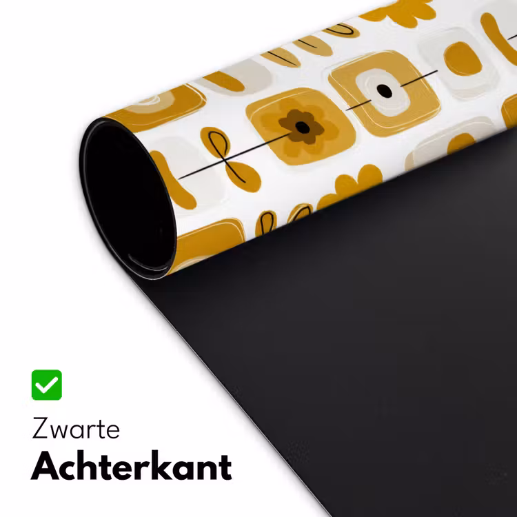Retro - Abstract - Bloemen - Okergeel Muismat XXL klein 681 -sfeer2