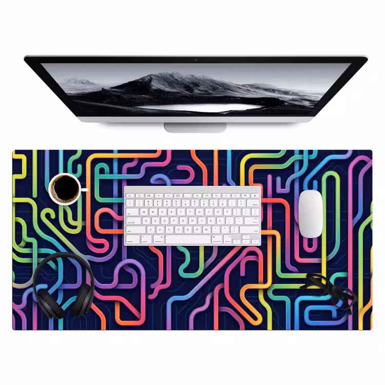 Retro - Abstract - Neon Muismat XXL klein -3d