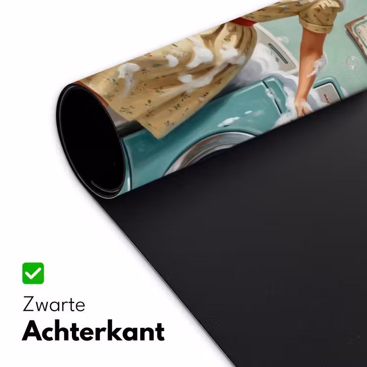 Retro - Blauw - Vrouw Muismat XXL klein -sfeer2