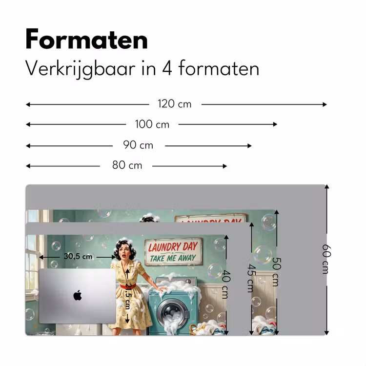 Retro - Blauw - Vrouw Muismat XXL klein -sfeer5