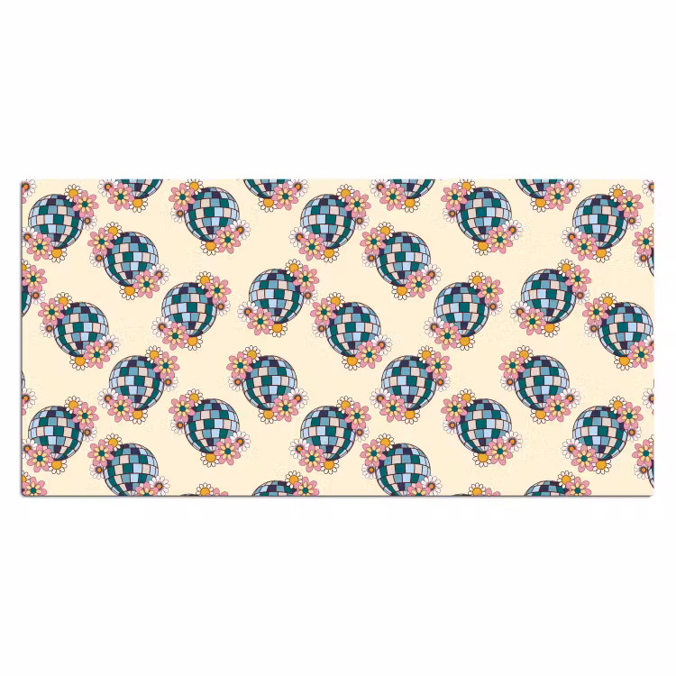 Retro - Disco - Bloemen - Discobal Muismat XXL klein 681 -3d_leeg