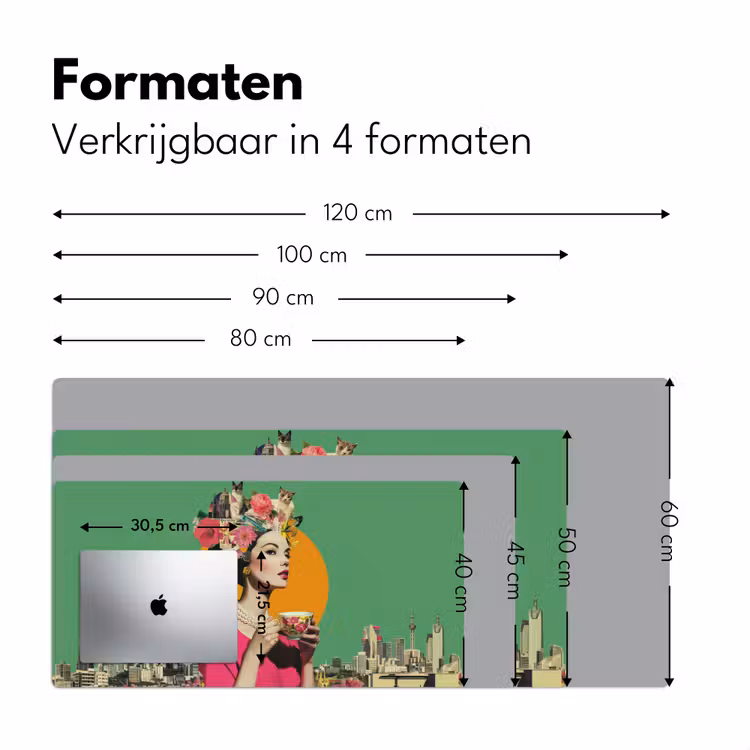 Retro - Vrouw - Stad - Zon Muismat XXL klein -sfeer5