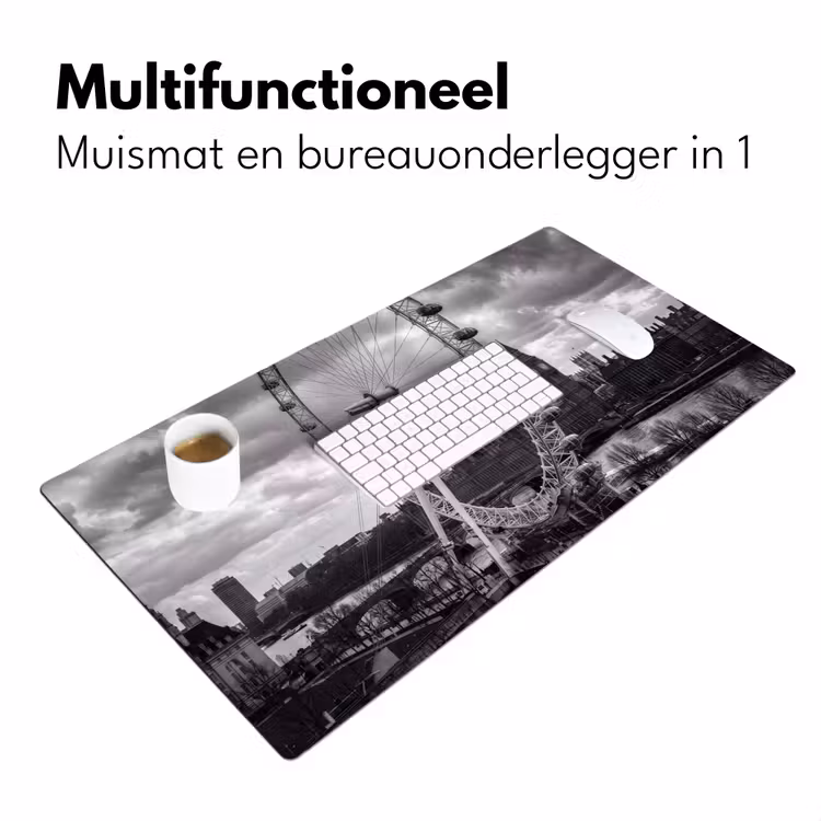 Reuzenrad - Klokkentoren - Architectuur - Zwart-wit - Stad Muismat XXL klein -sfeer4