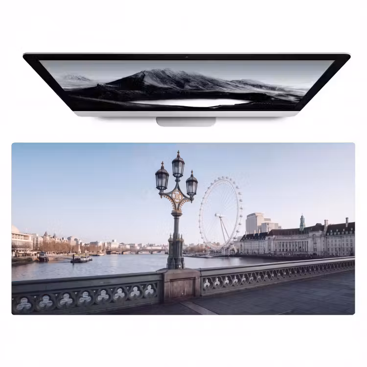 Reuzenrad - Londen - Stad - Architectuur - Brug Muismat XXL klein -zzz3d