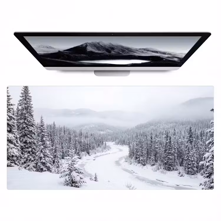 Rivier - Bevroren - Landschap - Winter Muismat XXL klein -zzz3d