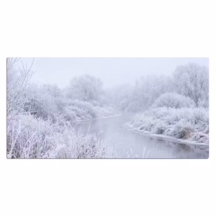 Rivier - Sneeuw - Bos - Winter - Schilderachtig Muismat XXL klein -3d_leeg