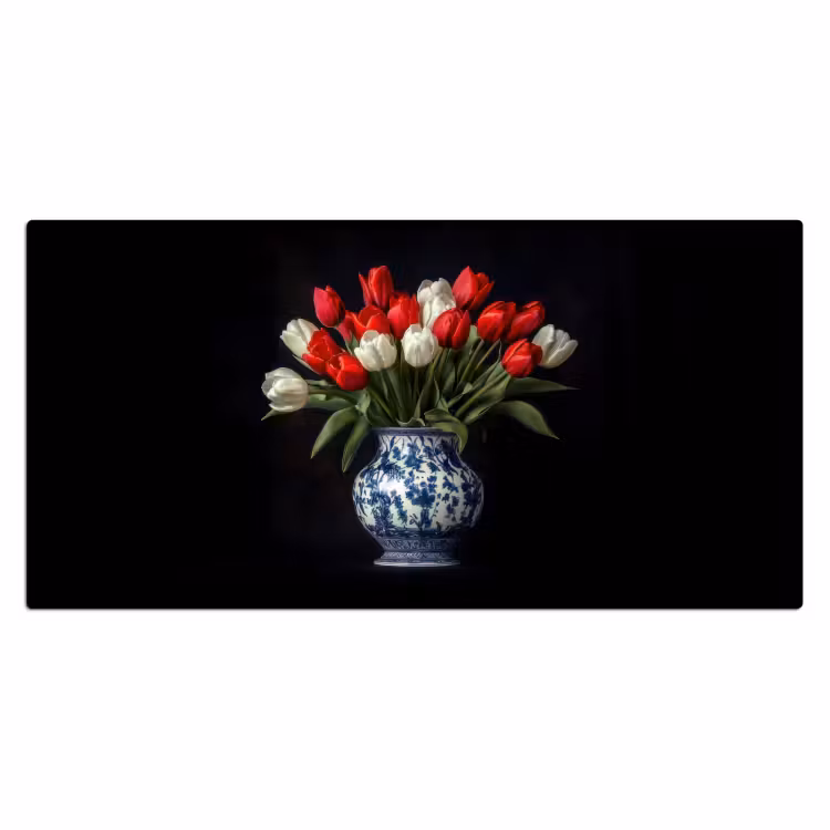 Rode - Bloemen - Tulpen - Vaas Muismat XXL klein -3d_leeg
