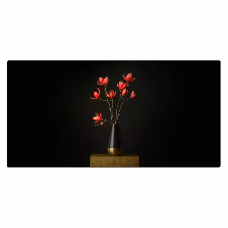 Rode - Bloemen - Vaas Muismat XXL klein -3d_leeg