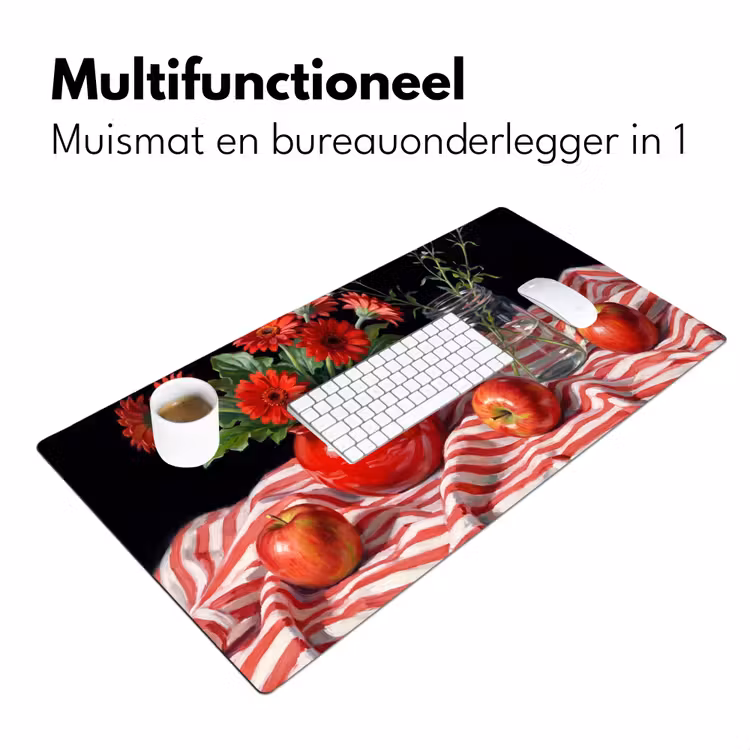 Bureau onderlegger - Rode bloemen - Vaas - Rode bloemen - Vaas Muismat XXL klein