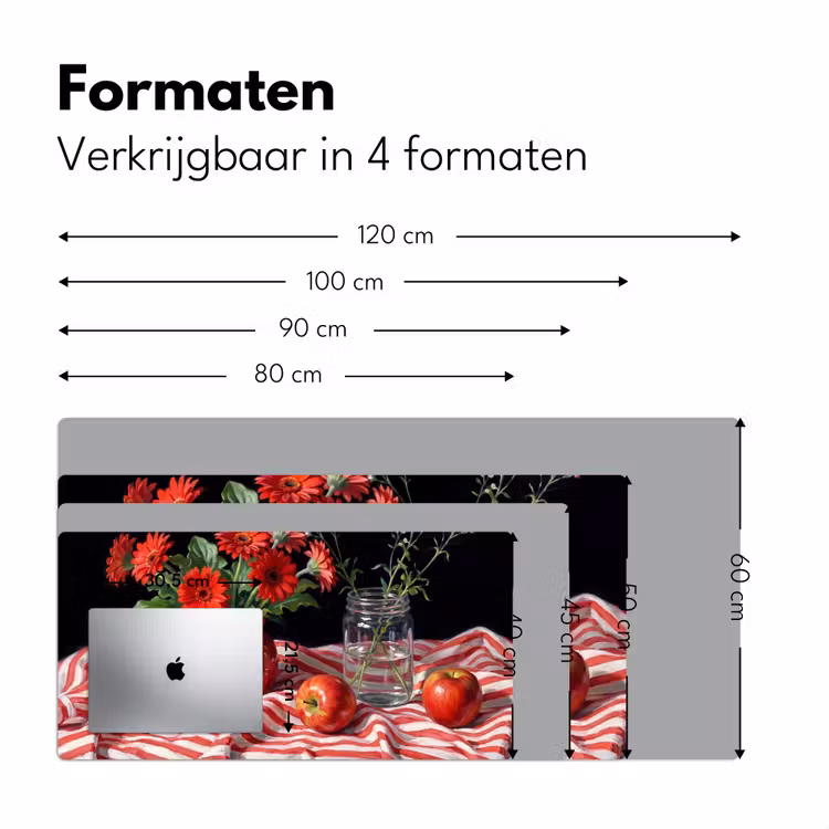 Bureau onderlegger - Rode bloemen - Vaas - Rode bloemen - Vaas Muismat XXL klein