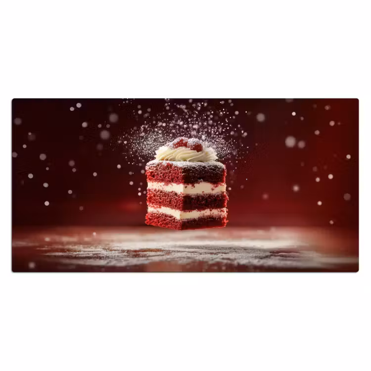 Rode - Velvet - Taart - Eten Muismat XXL klein -3d_leeg