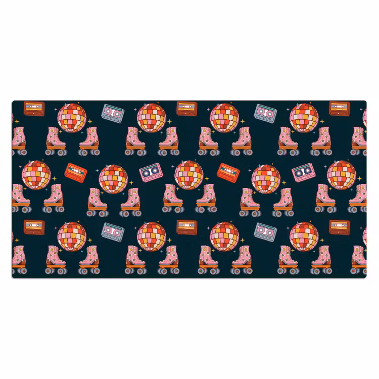 Rolschaatsen - Patroon - Disco Muismat XXL klein 681 -3d_leeg