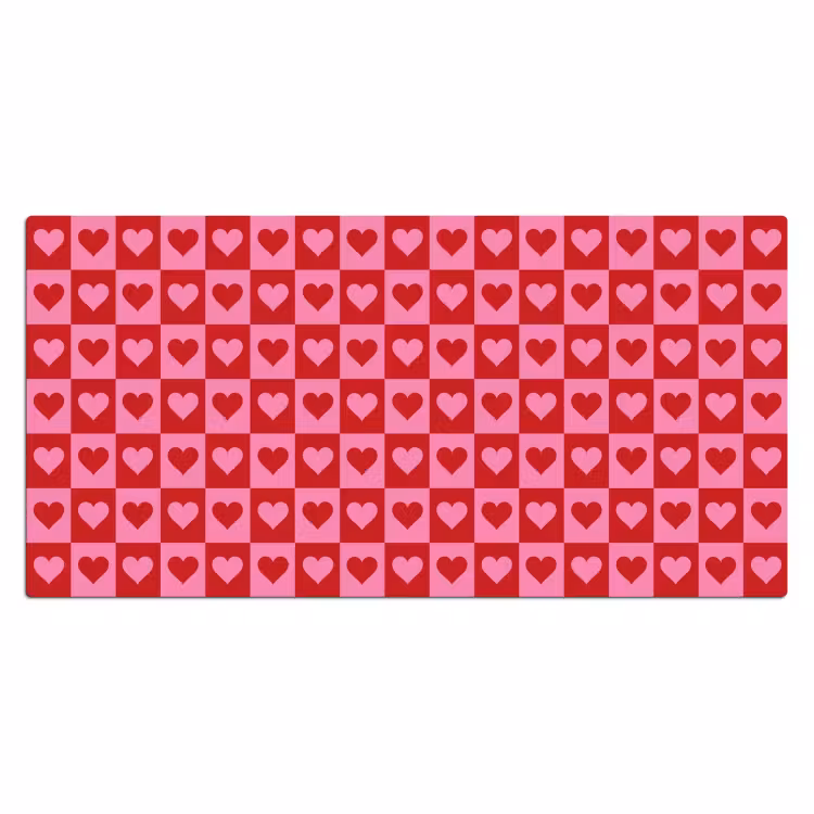 Rood - Roze - Schaakbord - Valentijn Muismat XXL klein -3d_leeg