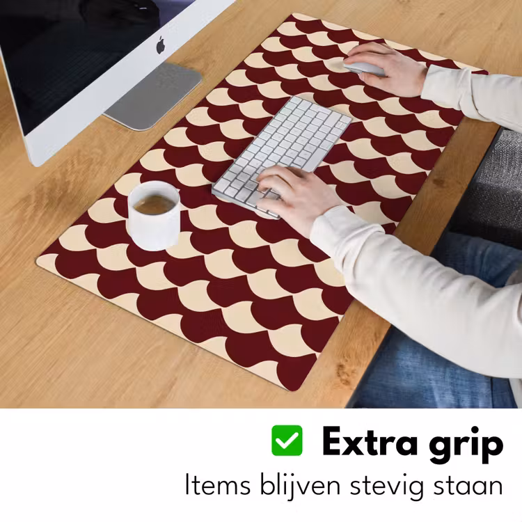 Rood - Tegelpatroon - Crème Muismat XXL klein 681 -sfeer3