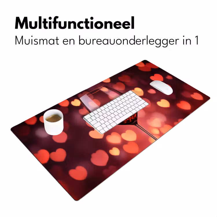 Rood - Wijn - Hartjes Muismat XXL klein -sfeer4