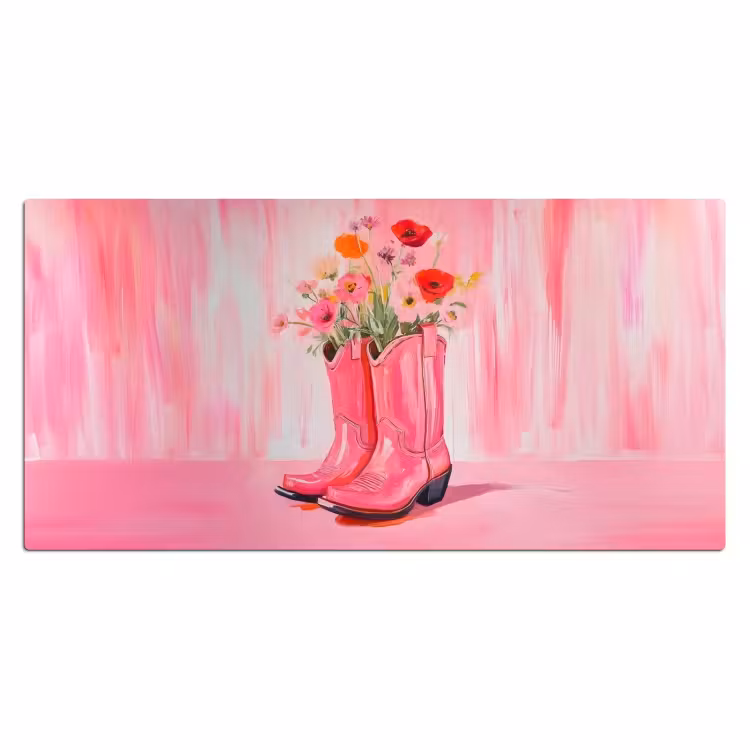 Roze - Bloemen - Cowboy Muismat XXL klein -3d_leeg