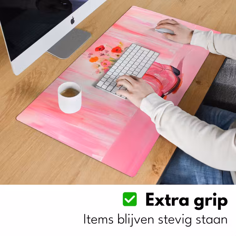 Roze - Bloemen - Cowboy Muismat XXL klein -sfeer3