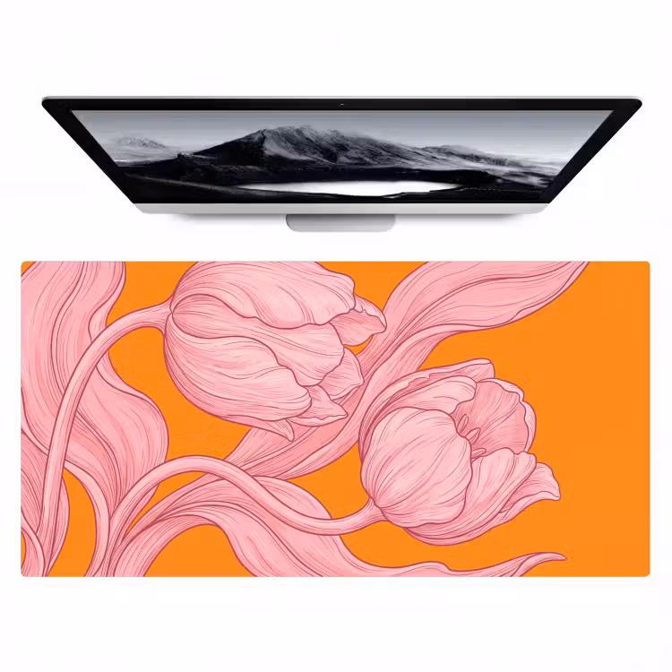 Bureau onderlegger - Roze bloemen - Modern - Roze bloemen - Modern Muismat XXL klein