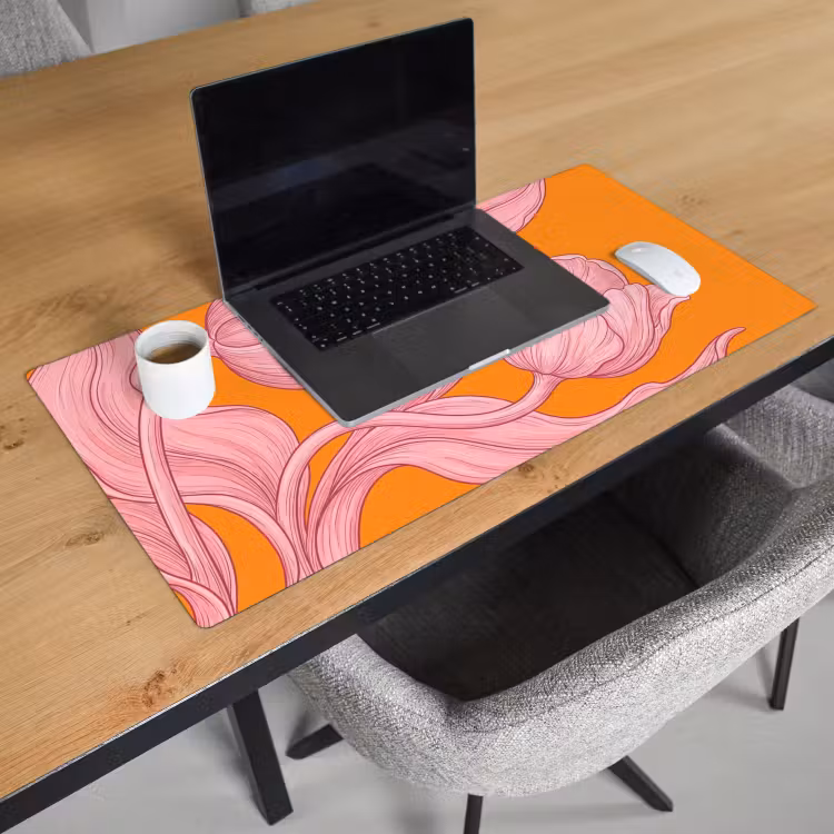Bureau onderlegger - Roze bloemen - Modern - Roze bloemen - Modern Muismat XXL klein