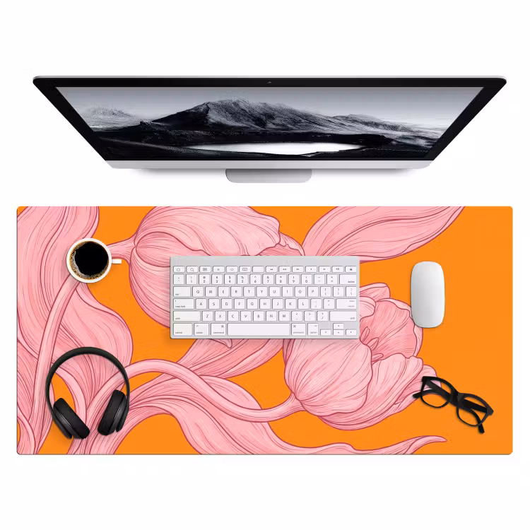 Bureau onderlegger - Roze bloemen - Modern - Roze bloemen - Modern Muismat XXL klein