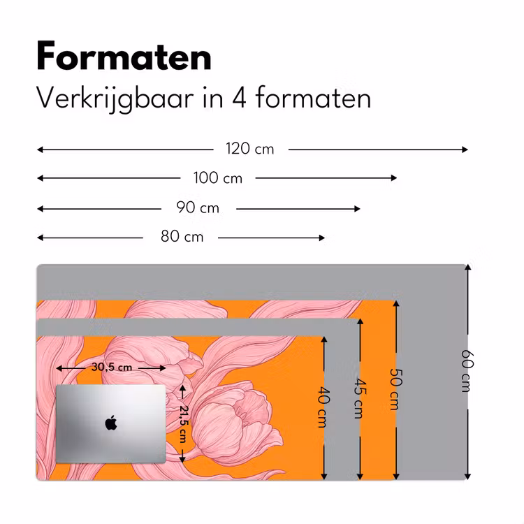 Bureau onderlegger - Roze bloemen - Modern - Roze bloemen - Modern Muismat XXL klein