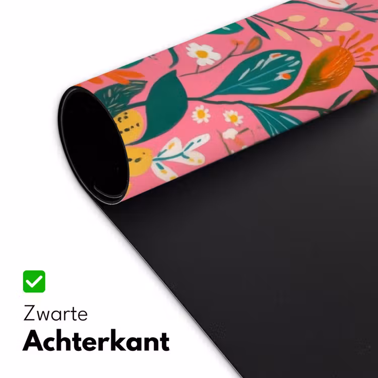 Roze - Bloemen - Wit - Oranje Muismat XXL klein -sfeer2