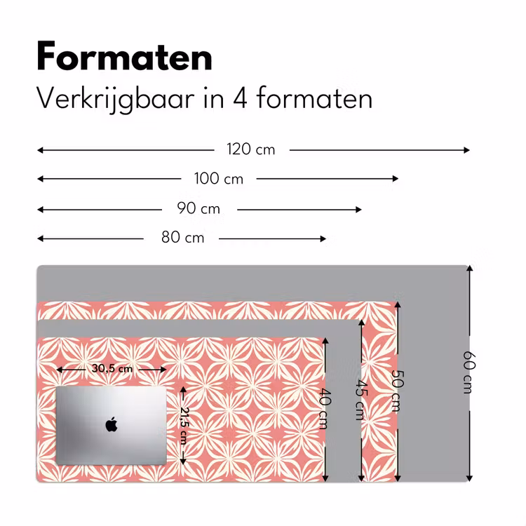 Roze - Bloemenmotief - Wit - Modern Muismat XXL klein 681 -sfeer5