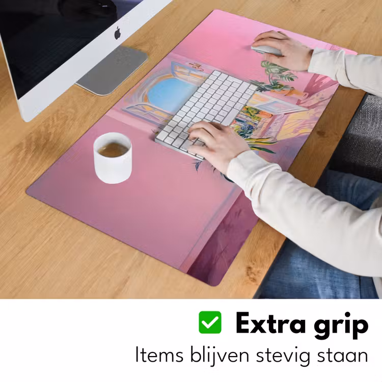 Roze - Buiten - Verf Muismat XXL klein -sfeer3