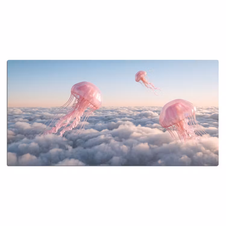 Bureau onderlegger - Roze dier - Wolken - Roze dier - Wolken Muismat XXL klein
