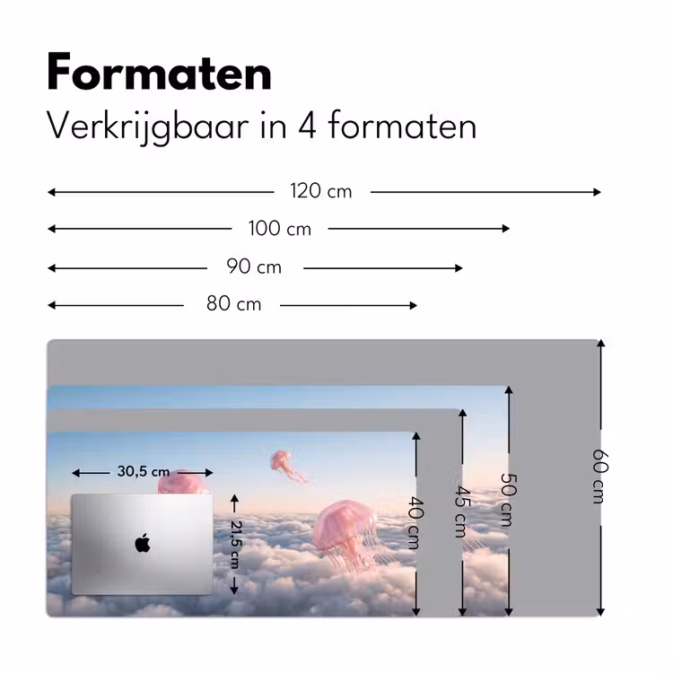 Bureau onderlegger - Roze dier - Wolken - Roze dier - Wolken Muismat XXL klein