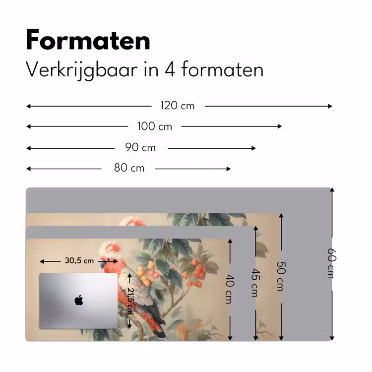 Roze kuifkaketoe - Tak met vruchten - Bladeren Muismat XXL klein -sfeer5
