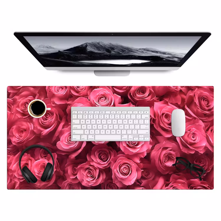 Rozen - Pink - Bloem Muismat XXL klein -3d