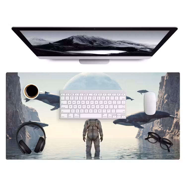 Bureau onderlegger - Ruimtevaarder - Walvis - Fantasie - Ruimtevaarder - Walvis - Fantasie Muismat XXL klein