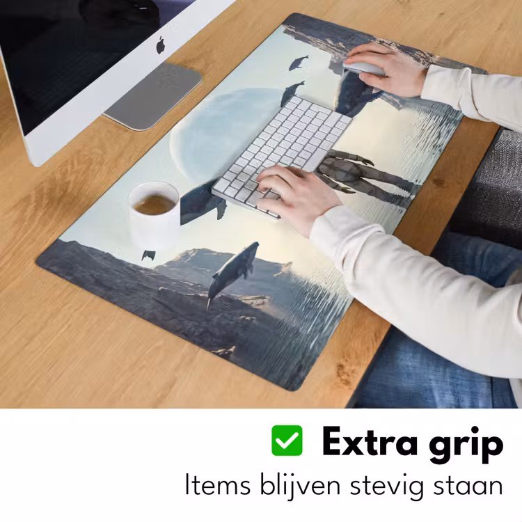 Bureau onderlegger - Ruimtevaarder - Walvis - Fantasie - Ruimtevaarder - Walvis - Fantasie Muismat XXL klein