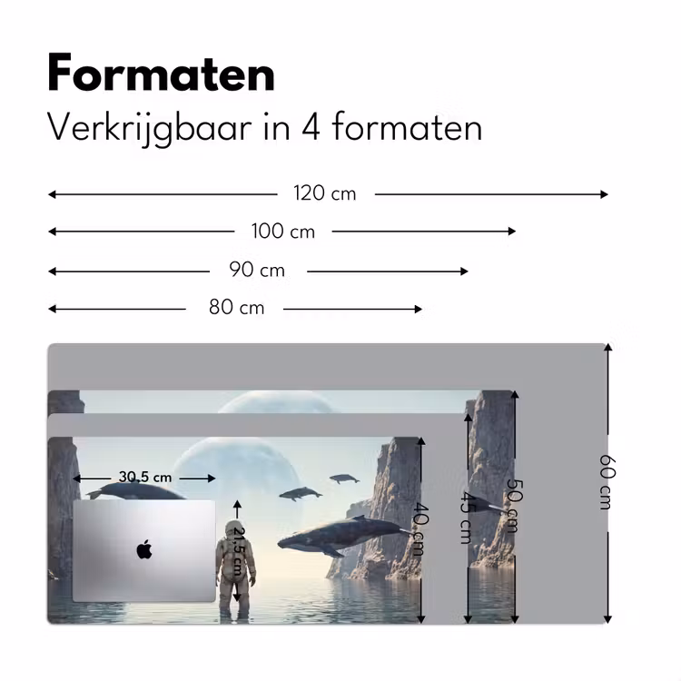 Bureau onderlegger - Ruimtevaarder - Walvis - Fantasie - Ruimtevaarder - Walvis - Fantasie Muismat XXL klein
