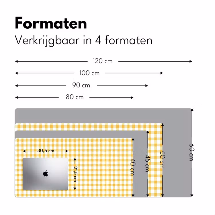 Ruit - Gingham - Klassiek - Geel en Wit Muismat XXL klein 681 -sfeer5
