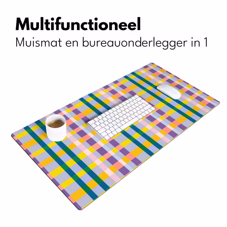Ruit - Patroon - Kleurrijk Muismat XXL klein 681 -sfeer4