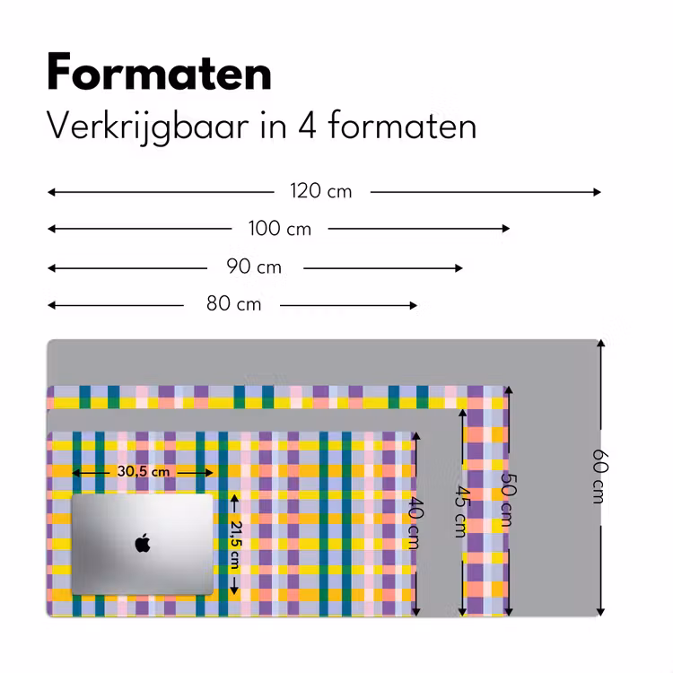 Ruit - Patroon - Kleurrijk Muismat XXL klein 681 -sfeer5