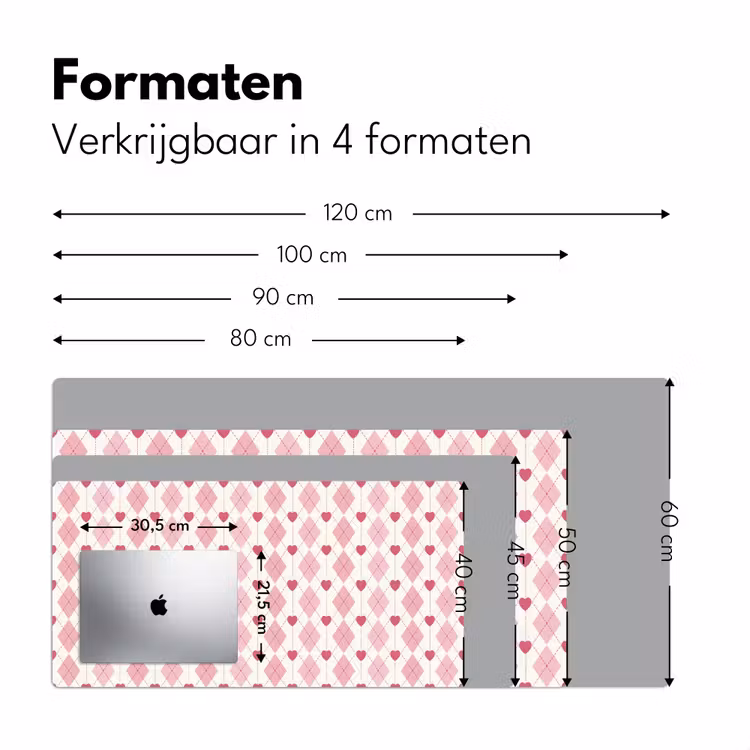 Ruiten - Klassiek - Roze - Wit Muismat XXL klein 681 -sfeer5
