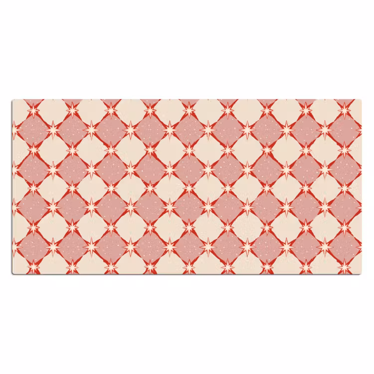 Ruiten - Sterren - Vintage - Oudroze - Rood Muismat XXL klein 681 -3d_leeg