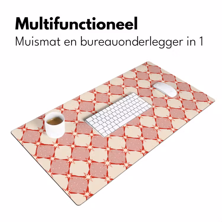 Ruiten - Sterren - Vintage - Oudroze - Rood Muismat XXL klein 681 -sfeer4