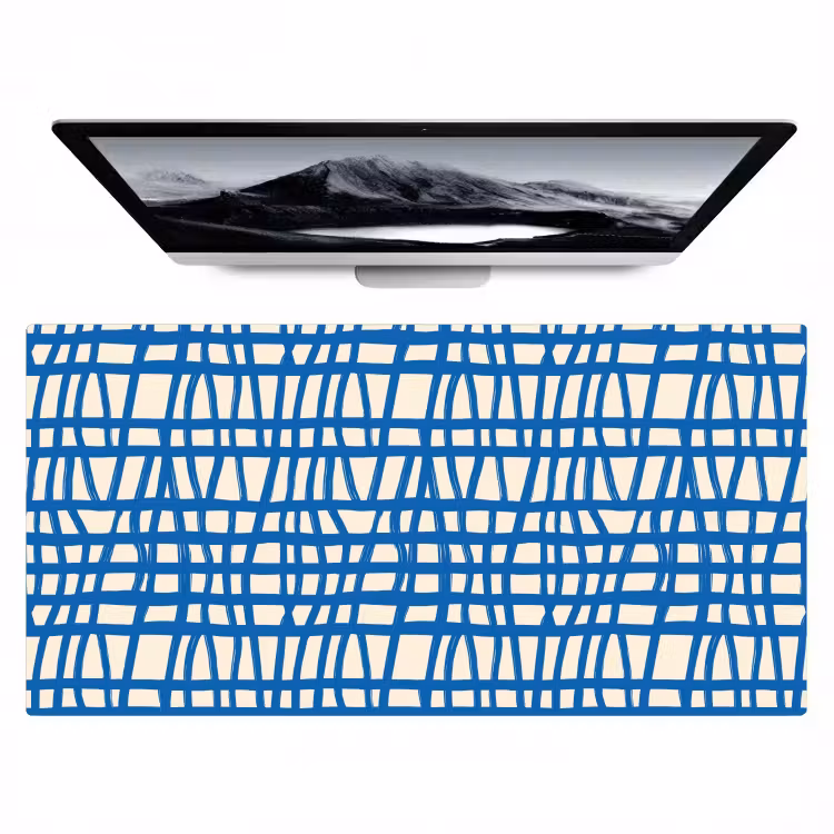 Ruitpatroon - Blauw - Crème Muismat XXL klein 681 -zzz3d