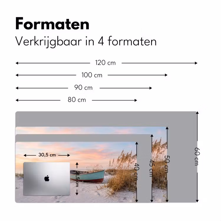 Rustiek - Roeiboot - Zandstrand Muismat XXL klein -sfeer5