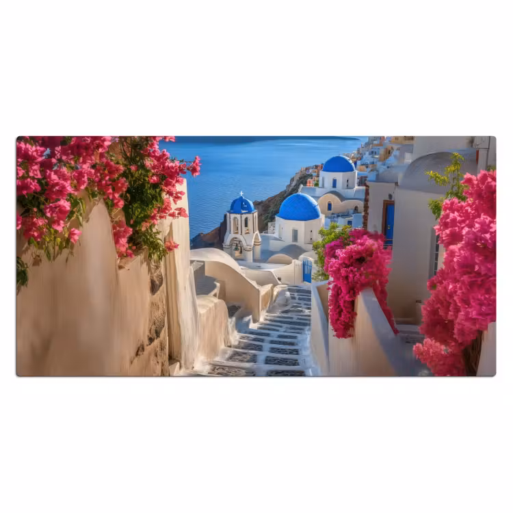 Santorini - Bloemen - Griekenland Muismat XXL klein -3d_leeg