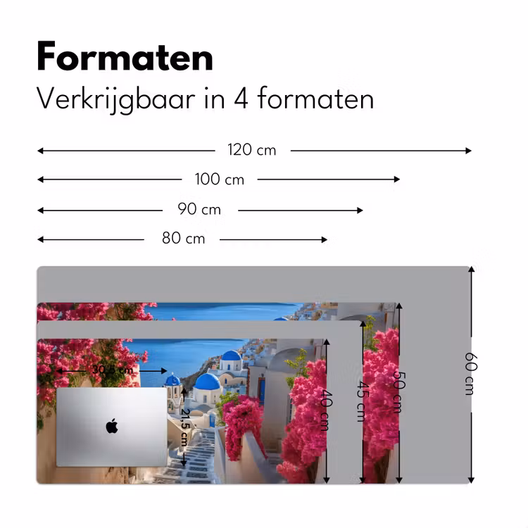 Santorini - Bloemen - Griekenland Muismat XXL klein -sfeer5