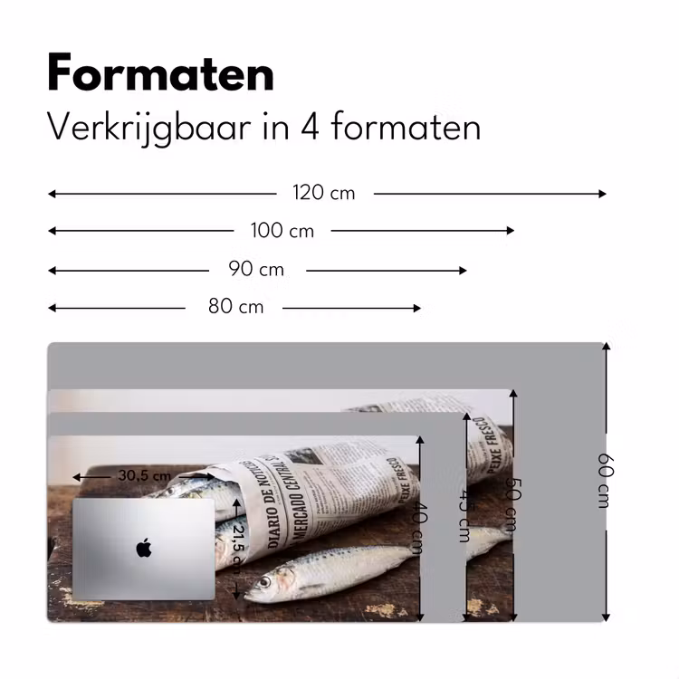 Bureau onderlegger - Sardientje - krant - snijplank - Sardientje - krant - snijplank Muismat XXL klein