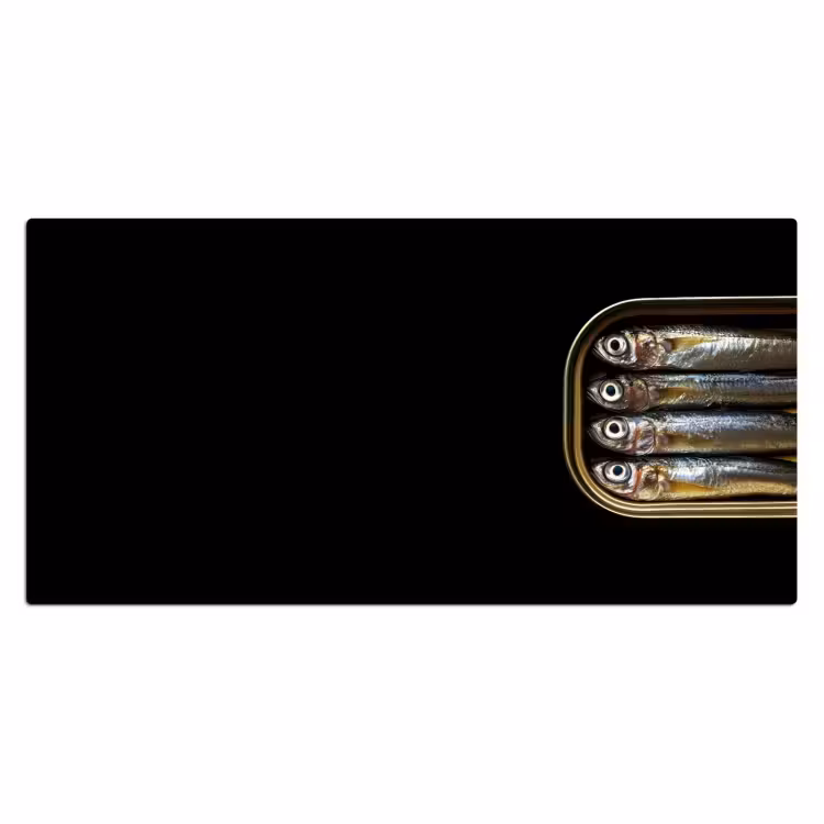 Sardines - Blik - Zwart - Vissen Muismat XXL klein -3d_leeg