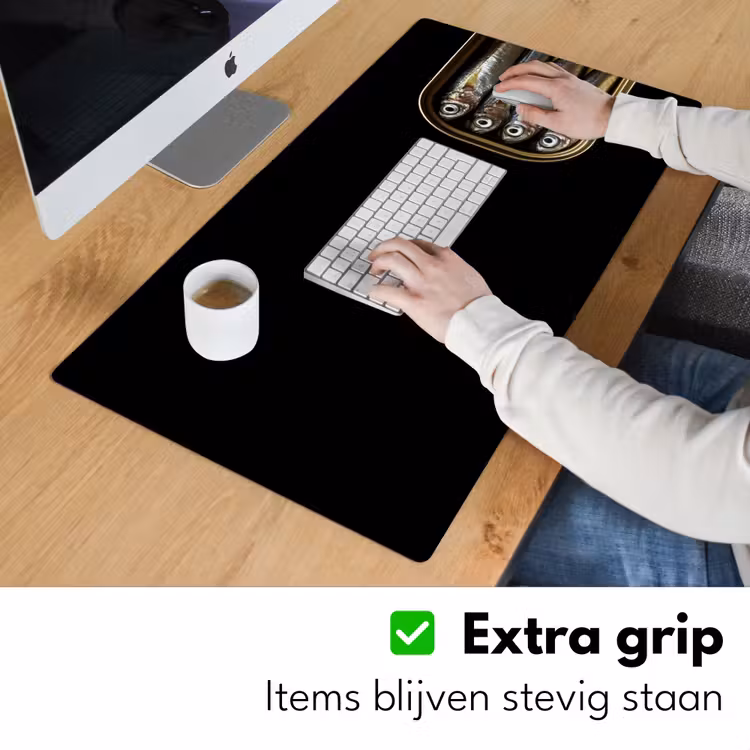 Sardines - Blik - Zwart - Vissen Muismat XXL klein -sfeer3
